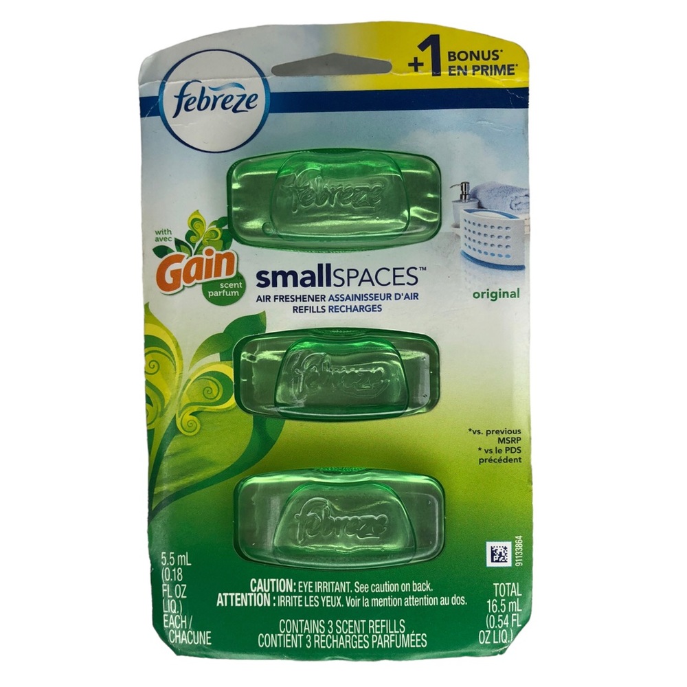 🆕 Febreze Small Spaces Gain Original Scent AIR FRESHENER Refill Pack